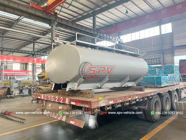 Water Carrying Tank Loaded onto Flatbed Truck 